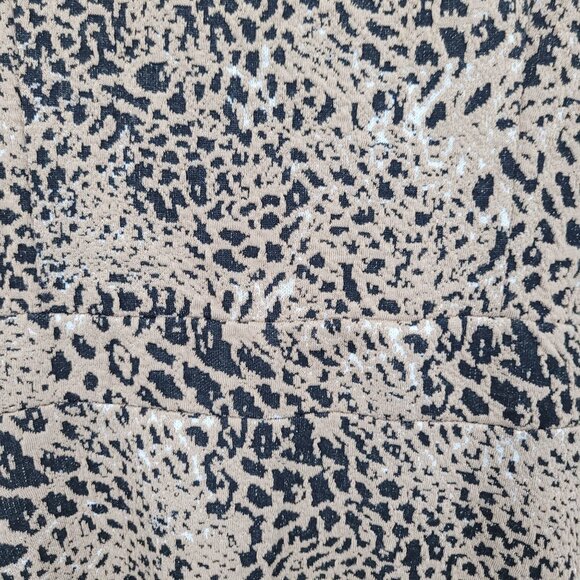 Anthropologie Leopard Cutout Back Mini Dress Sz 6 Puff Sleeves Ruffle Hem Knit - Picture 4 of 12